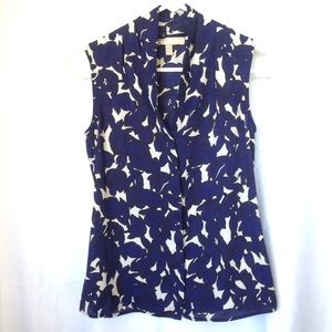 Banana Republic sleeveless blouse blue floral 0